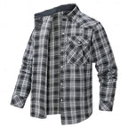 Fleece-Lined Flannel Shirt Jacket Men's Red Long Sleeve – Casual, Winter Wear