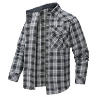 Fleece-Lined Flannel Shirt Jacket Men's Red Long Sleeve – Casual, Winter Wear