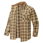 Fleece-Lined Flannel Shirt Jacket Men's Red Long Sleeve – Casual, Winter Wear