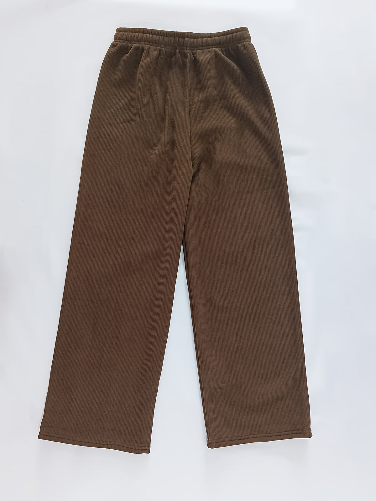 Fleece-Lined Wide-Leg Lounge Pants Women's Corduroy – Casual Winter Home Wear, Thermal Comfort