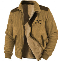 Fleece-Lined Zip Jacket Men's Brown Sherpa Coat – Casual, Winter Outdoor