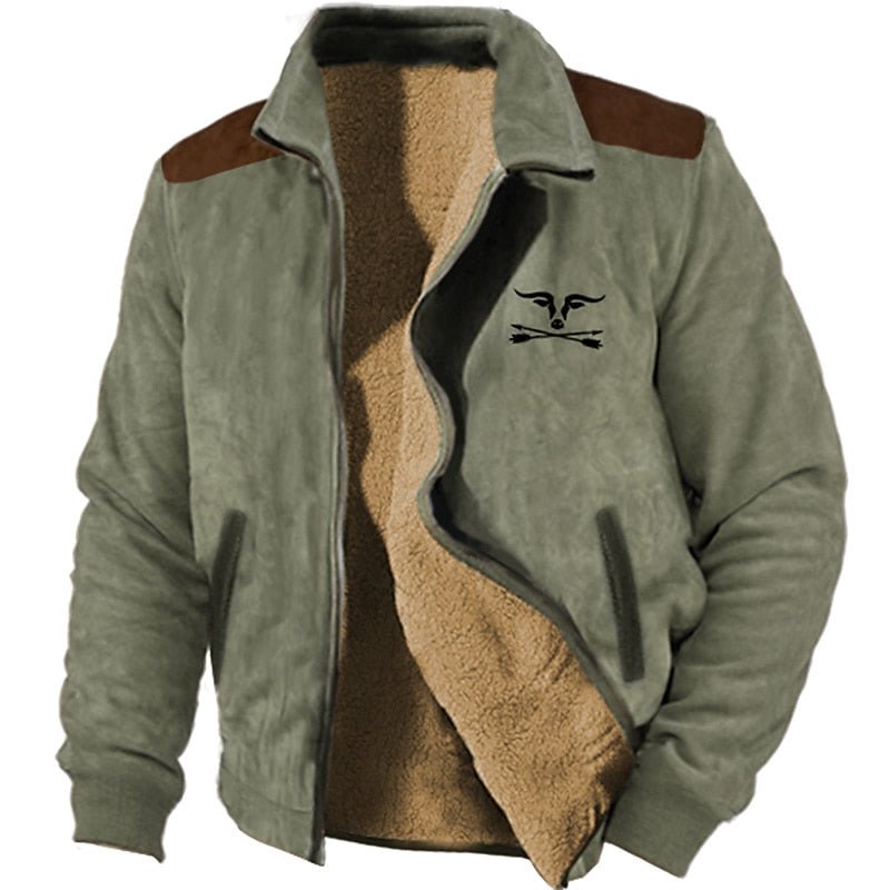 Fleece-Lined Zip Jacket Men's Brown Sherpa Coat – Casual, Winter Outdoor