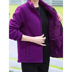 Fleece Jacket Women's Purple Full-Zip – Casual, Winter Warmth