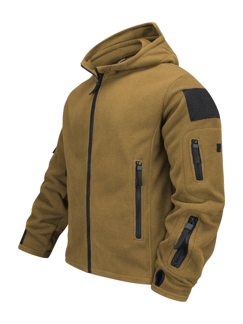 Fleece Tactical Jacket Men's Gray Hooded Full-Zip – Outdoor, Casual