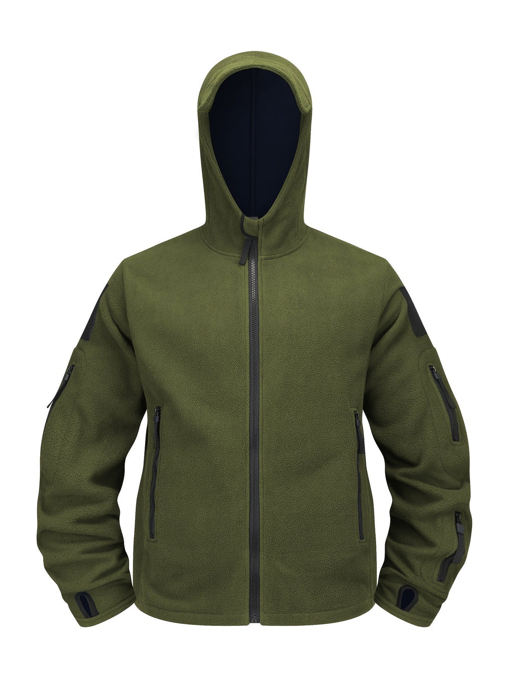 Fleece Tactical Jacket Men's Gray Hooded Full-Zip – Outdoor, Casual