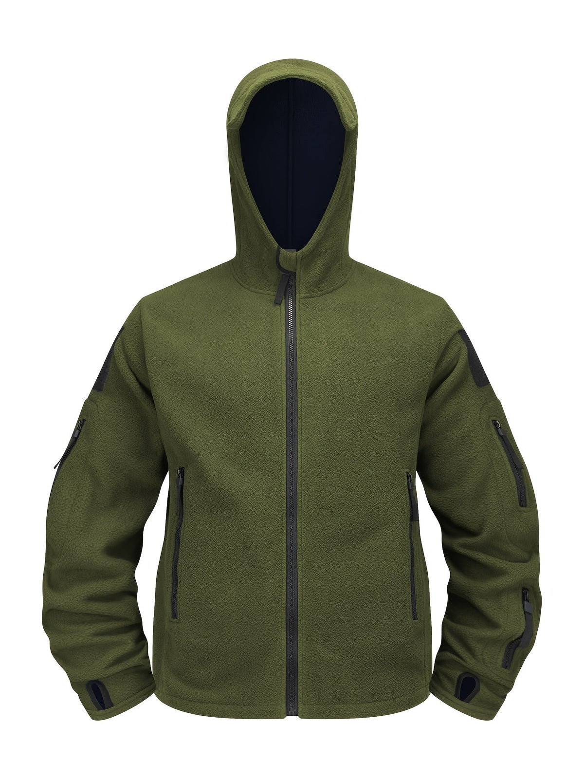 Fleece Tactical Jacket Men's Gray Hooded Full-Zip – Outdoor, Casual