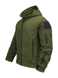 Fleece Tactical Jacket Men's Gray Hooded Full-Zip – Outdoor, Casual