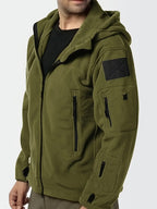 Fleece Tactical Jacket Men's Gray Hooded Full-Zip – Outdoor, Casual