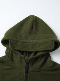 Fleece Tactical Jacket Men's Gray Hooded Full-Zip – Outdoor, Casual