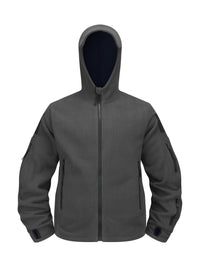 Fleece Tactical Jacket Men's Gray Hooded Full-Zip – Outdoor, Casual