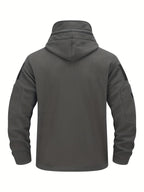 Fleece Tactical Jacket Men's Gray Hooded Full-Zip – Outdoor, Casual