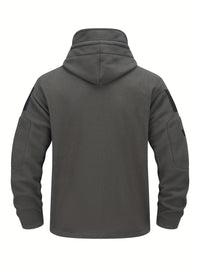 Fleece Tactical Jacket Men's Gray Hooded Full-Zip – Outdoor, Casual