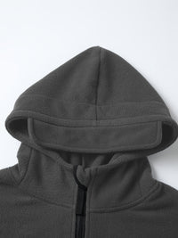 Fleece Tactical Jacket Men's Gray Hooded Full-Zip – Outdoor, Casual