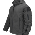 Fleece Tactical Jacket Men's Gray Hooded Full-Zip – Outdoor, Casual
