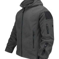 Fleece Tactical Jacket Men's Gray Hooded Full-Zip – Outdoor, Casual
