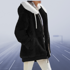 Fleece Teddy Jacket Women's Oversized Zip-Up Green – Casual, Winter