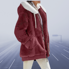 Fleece Teddy Jacket Women's Oversized Zip-Up Green – Casual, Winter