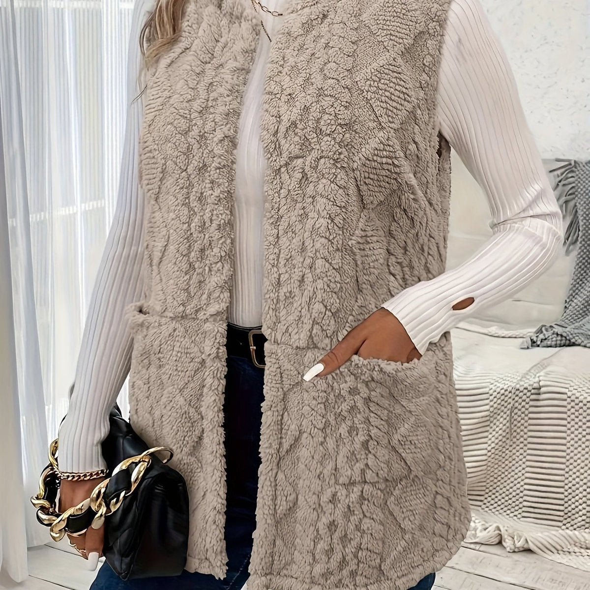 Fleece Vest Women's Sleeveless with Pockets – Casual, Layering