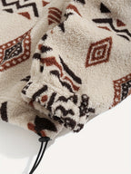Fleece Zip-Up Jacket Aztec Geometric Print Sherpa Coat – Casual, Winter