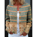 Floral Button-Front Cardigan Women's Long Sleeve Knit Jacket – Casual, Office