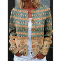 Floral Button-Front Cardigan Women's Long Sleeve Knit Jacket – Casual, Office
