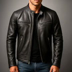 Moto Jacket Men's Zip-Up Biker Coat – Office, Gift