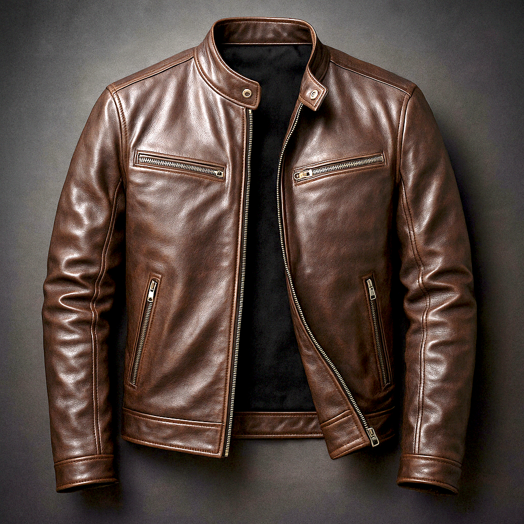 Moto Jacket Men's Zip-Up Biker Coat – Office, Gift