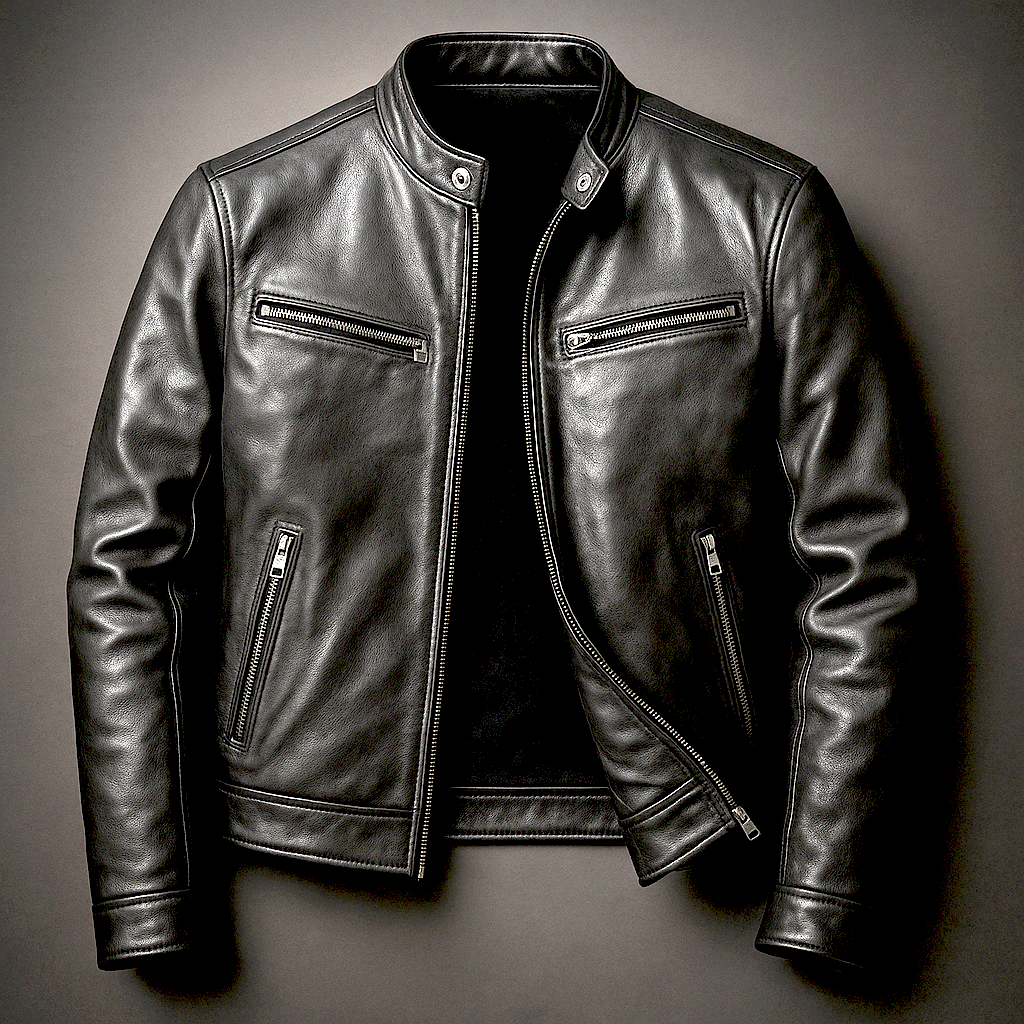 Moto Jacket Men's Zip-Up Biker Coat – Office, Gift