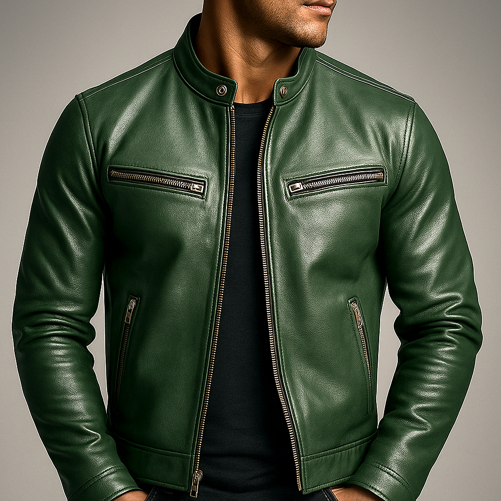 Moto Jacket Men's Zip-Up Biker Coat – Office, Gift