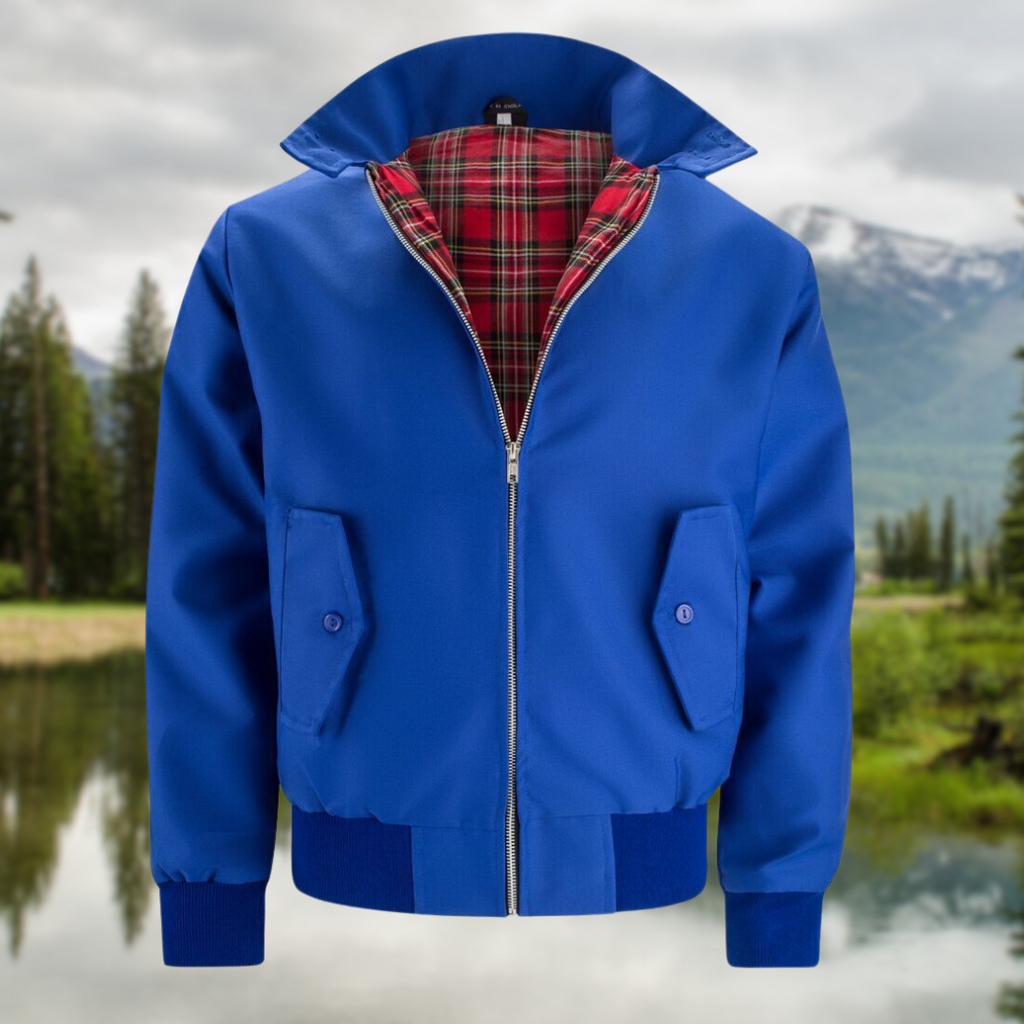 Harrington Jacket Men's Navy with Tartan Lining – Casual, Office