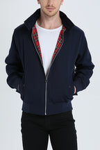 Harrington Jacket Men's Navy with Tartan Lining – Casual, Office