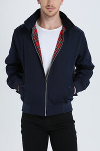 Harrington Jacket Men's Navy with Tartan Lining – Casual, Office