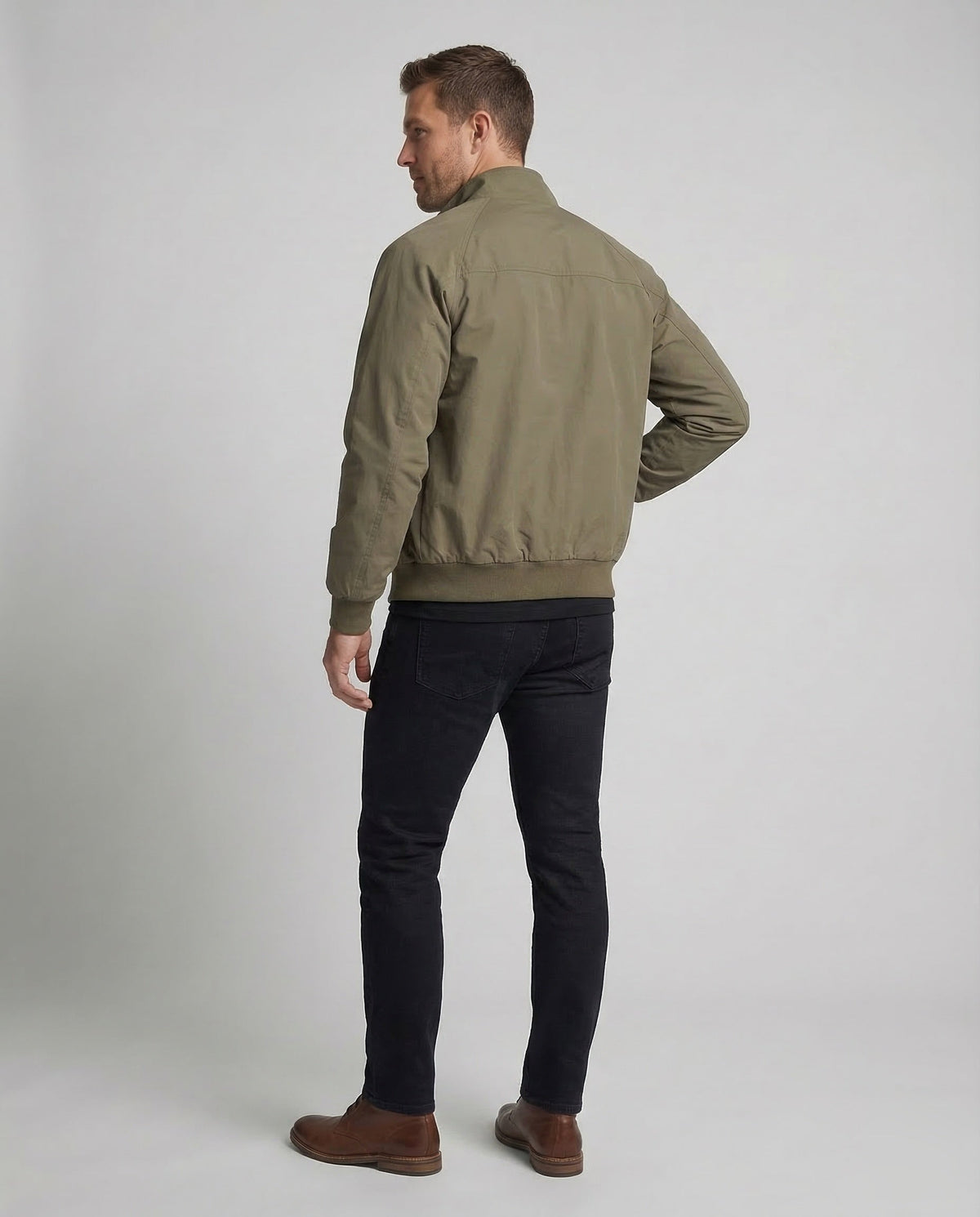 Harrington Jacket Men's Olive Green Full-Zip – Casual, Office