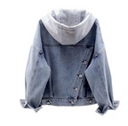 Hooded Denim Jacket Women's Oversized Light Blue – Casual, Everyday Wear