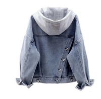 Hooded Denim Jacket Women's Oversized Light Blue – Casual, Everyday Wear