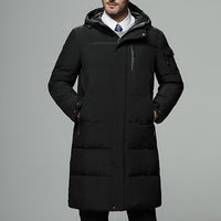 Hooded Longline Puffer Coat Men's Black – Casual, Outdoor Winter Jacket