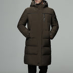 Hooded Longline Puffer Coat Men's Black – Casual, Outdoor Winter Jacket