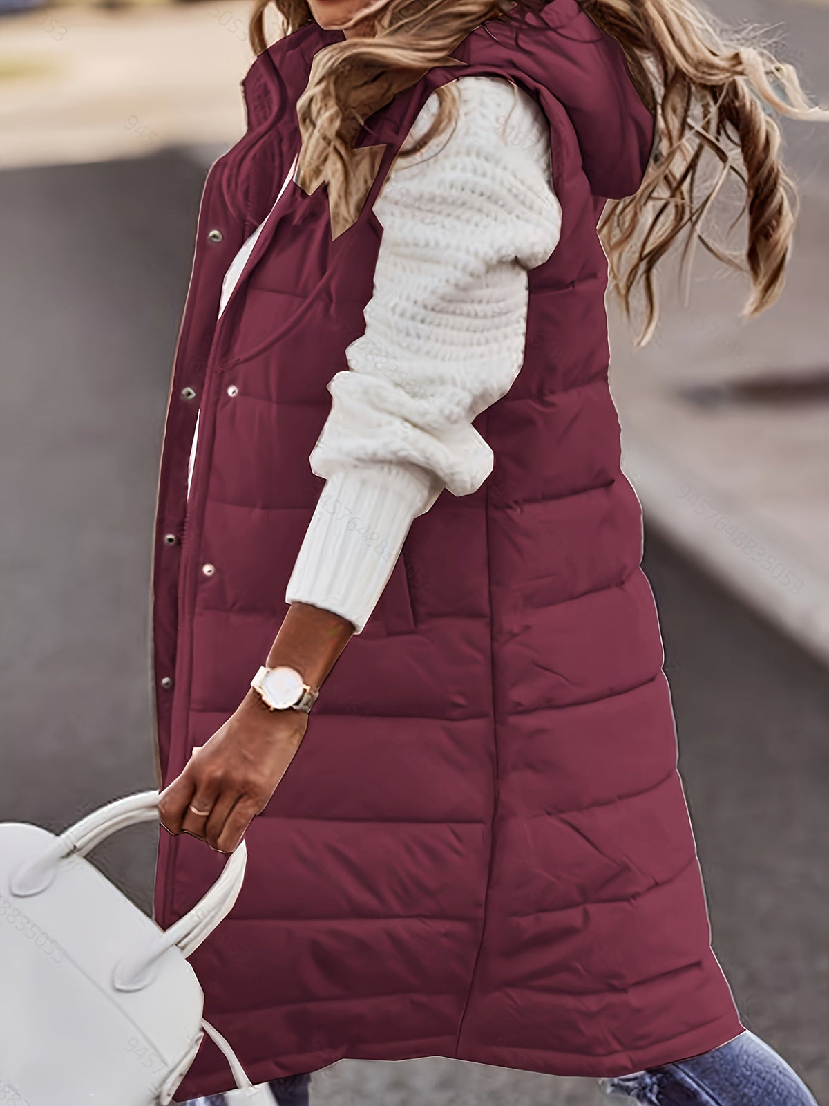 Hooded Padded Vest Women's Longline Sleeveless Puffer – Casual Winter Layering, Outdoor Wear