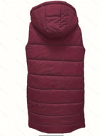 Hooded Padded Vest Women's Longline Sleeveless Puffer – Casual Winter Layering, Outdoor Wear