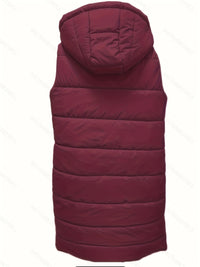 Hooded Padded Vest Women's Longline Sleeveless Puffer – Casual Winter Layering, Outdoor Wear