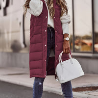Hooded Padded Vest Women's Longline Sleeveless Puffer – Casual Winter Layering, Outdoor Wear