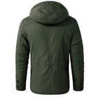 Hooded Parka Jacket Men's Fleece-Lined Army Green – Winter, Outdoor