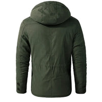 Hooded Parka Jacket Men's Fleece-Lined Army Green – Winter, Outdoor