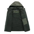 Hooded Parka Jacket Men's Fleece-Lined Army Green – Winter, Outdoor