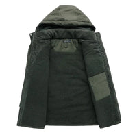 Hooded Parka Jacket Men's Fleece-Lined Army Green – Winter, Outdoor