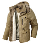 Hooded Parka Jacket Men's Fleece-Lined Army Green – Winter, Outdoor