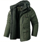 Hooded Parka Jacket Men's Fleece-Lined Army Green – Winter, Outdoor