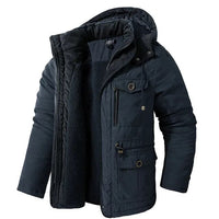 Hooded Parka Jacket Men's Fleece-Lined Army Green – Winter, Outdoor