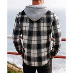Hooded Plaid Shirt Jacket Men's Black Flannel – Casual, Office