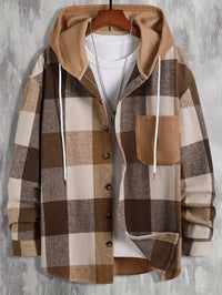 Hooded Plaid Shirt Jacket Men's Corduroy – Casual Layering, Fall Gift